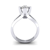 Gabriano Luna 4 tırnaklı tektaş yüzük; GIA-HRD sertifikalı yuvarlak pırlanta ve beyaz altın montürün yandan görünüşü